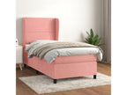 Upholstered bed base with mattress, pink, 100x200 cm, velvet