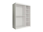 Homzora 260 White Marble Wardrobe - Matte White 200x150x62cm Sliding Wardrobe Doors