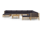 Homzora 11-piece garden furniture set with dark grey cushions