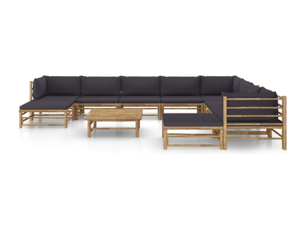 Homzora 11-piece garden furniture set with dark grey cushions