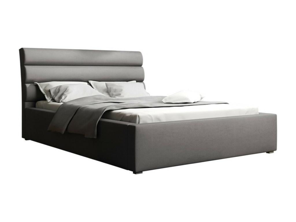 Homzora 110 Double Grey Bed 140x200 Upholstered Slatted Base to Homzora 160x223x100cm