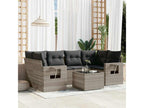 7-piece garden furniture set with cushions, light grey woven resin