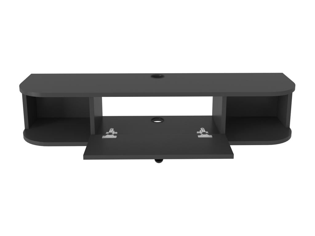 120cm wall-mounted TV unit with cupboard and shelves, modern and durable, anthracite