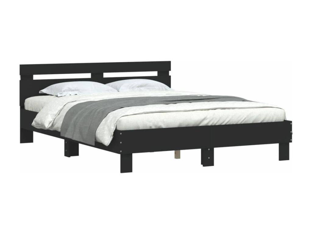 Bed frame with LED lighting, mattress not included, black, 140x200 cm