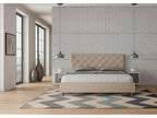 Homzora size bed without slatted base, upholstered 200x210 cm, Homzora faux leather