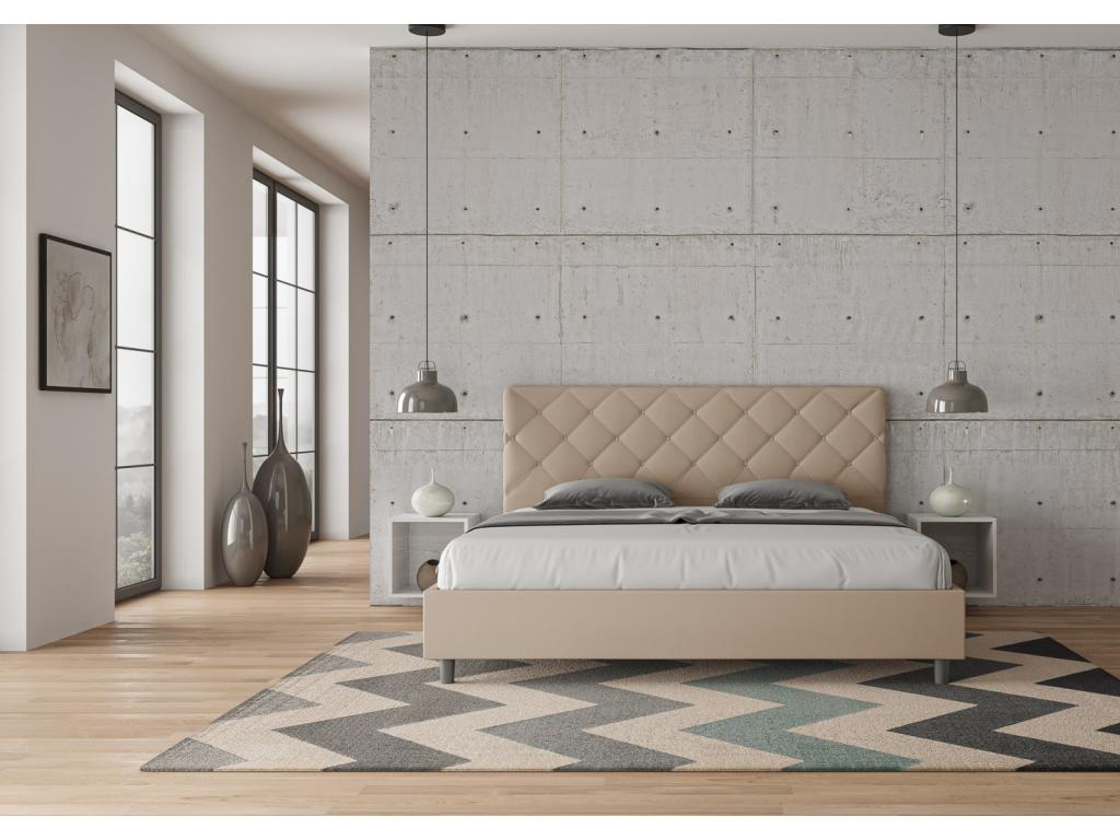 Homzora size bed without slatted base, upholstered 200x210 cm, Homzora faux leather