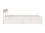 Bed frame with drawers, white, 140x200 cm, solid pine wood