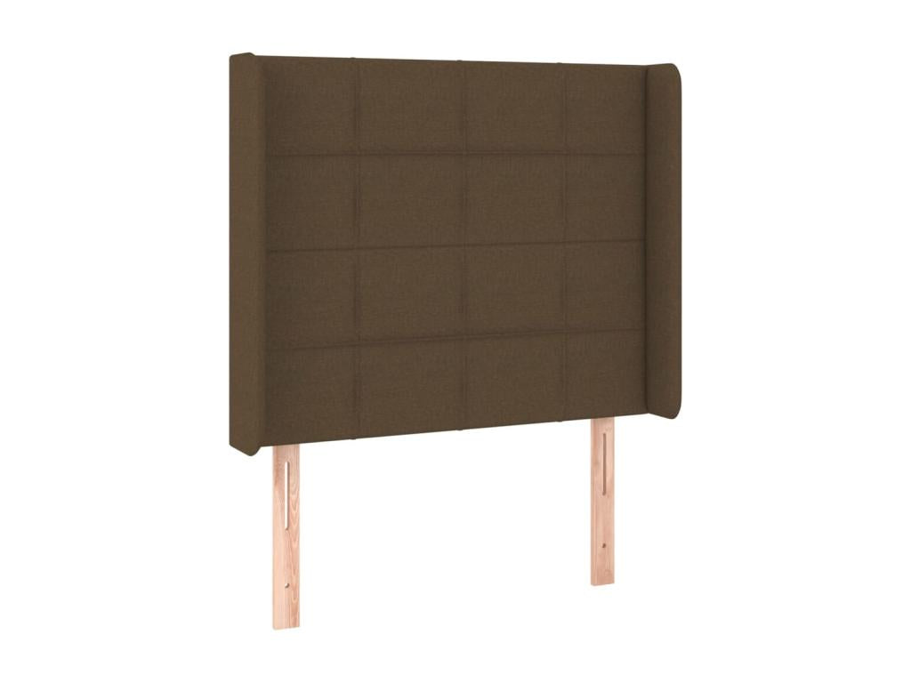 Headboard with wings, dark brown, 83x16x118/128 cm, fabric
