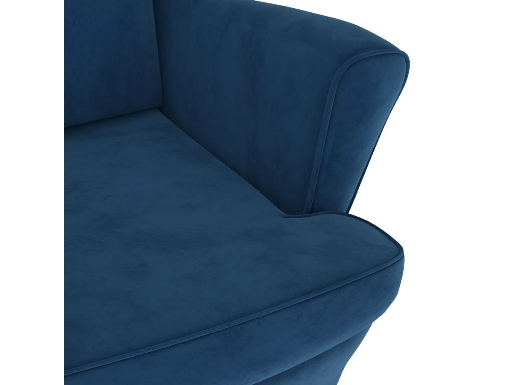Wingback armchair with blue velvet footstool