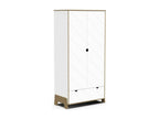2-door, 1-drawer wardrobe in oak and white finish, H188 cm - Homzora