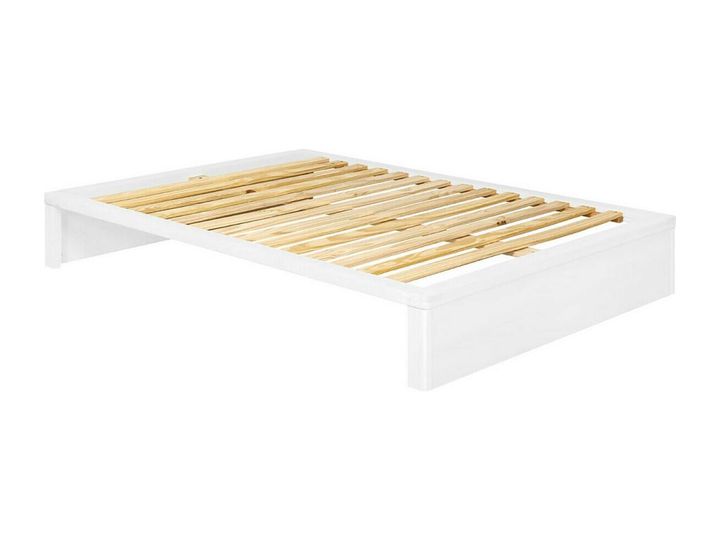 Homzora bed set with 120x200 cm mattress, solid white wood