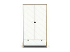 2-door, 1-drawer wardrobe in oak and white finish, H188 cm - Homzora