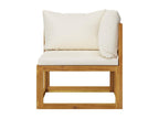 2-seater garden bench with cream-white cushions