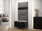 Homzora 102 Hallway Unit 196x84x46cm Black Laminate - Upholstery Wall-Mounted - Freestanding