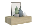 Wall-mounted drawer shelf, oak finish, 40x23.5x10 cm, MDF