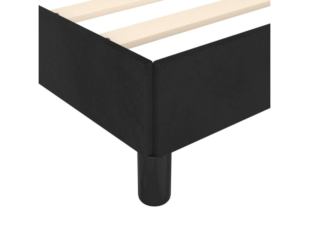 Black velvet bed frame with headboard, 90x190 cm