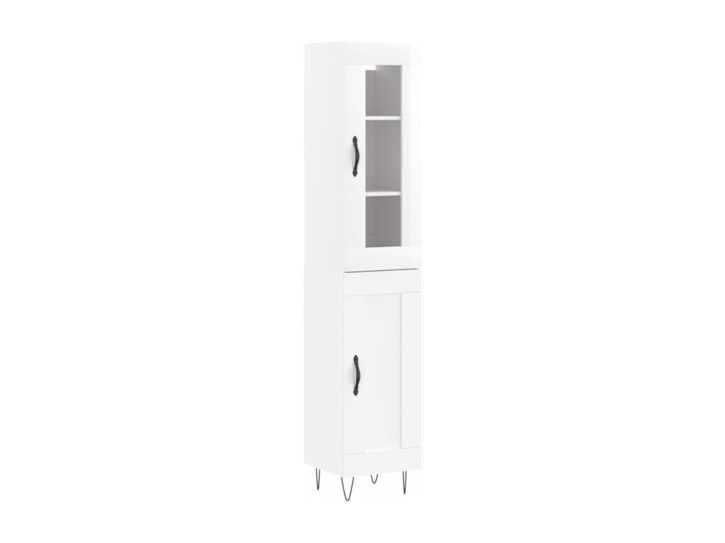 High-gloss white sideboard, 34.5x34x180 cm, engineered wood