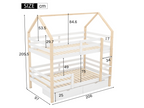 Bunk bed 90x200cm in pine wood - with 2 drawers and ladder - White