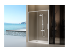 Homzora fixed shower screen with sliding door, matte white, 161-163.6 cm