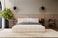 Upholstered bed with storage - 140x200 - double bed - velvet - beige - Homzora