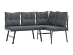 Garden benches with cushions, set of 4, powder-coated steel