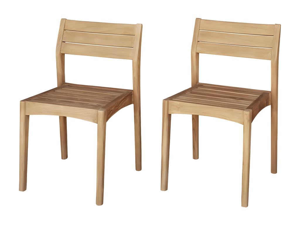 Set of 2 garden chairs made from solid recycled teak