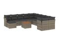 12-piece garden furniture set with cushions, grey woven resin