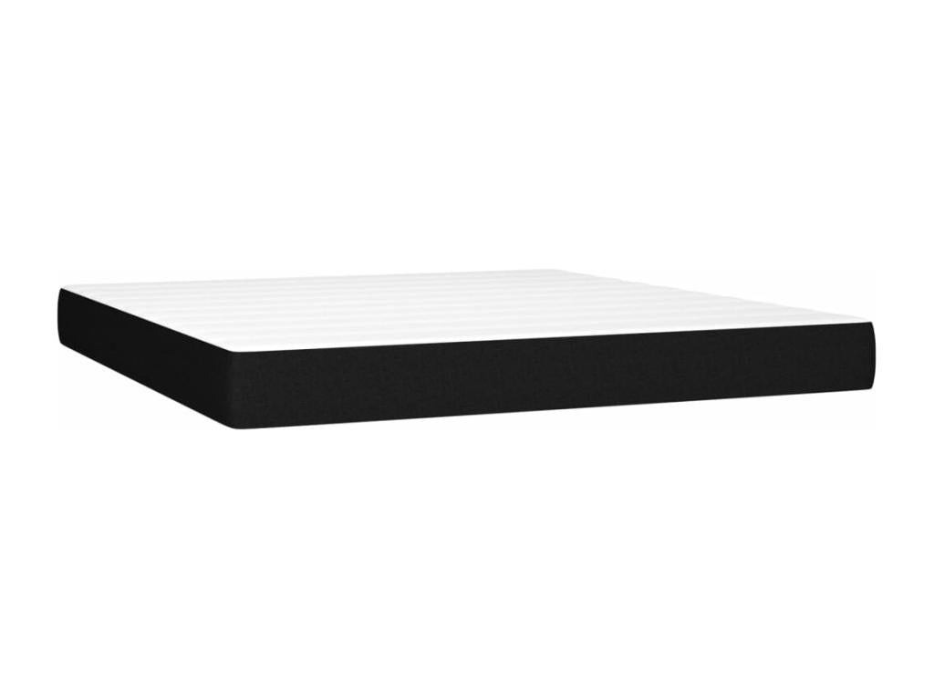 Upholstered bed base with mattress and LED lighting, black, 160x200 cm, fabric