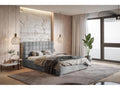Homzora Noris 160x200 Adult Bed with Storage - Double Bed, Upholstered Bed with Headboard - Light Grey Velvet Homzora 90