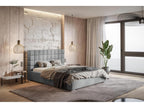 Homzora Noris 160x200 Adult Bed with Storage - Double Bed, Upholstered Bed with Headboard - Light Grey Velvet Homzora 90