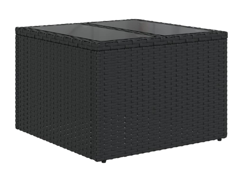 7-piece garden furniture set with cushions, black woven resin