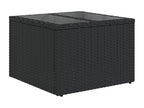 7-piece garden furniture set with cushions, black woven resin