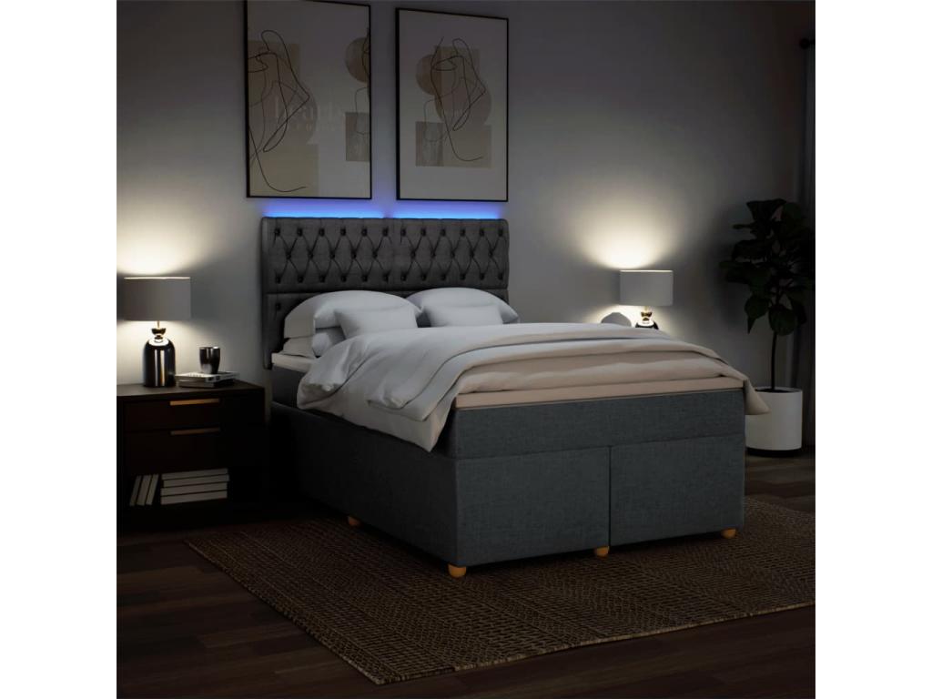 Homzora bed base with mattress, dark grey, 140x190cm, fabric