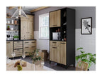 High kitchen sideboard - 3 doors and 1 drawer - Oak and black melamine - 80x40x178 cm