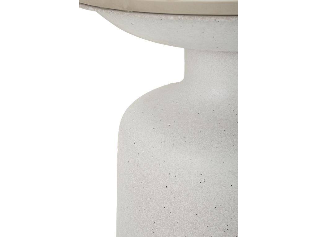 WHITE FUSH Coffee Table - Marbled ceramic top and iron base - 40 cm x H 47 cm - Iron and ceramic materials, elegant design.