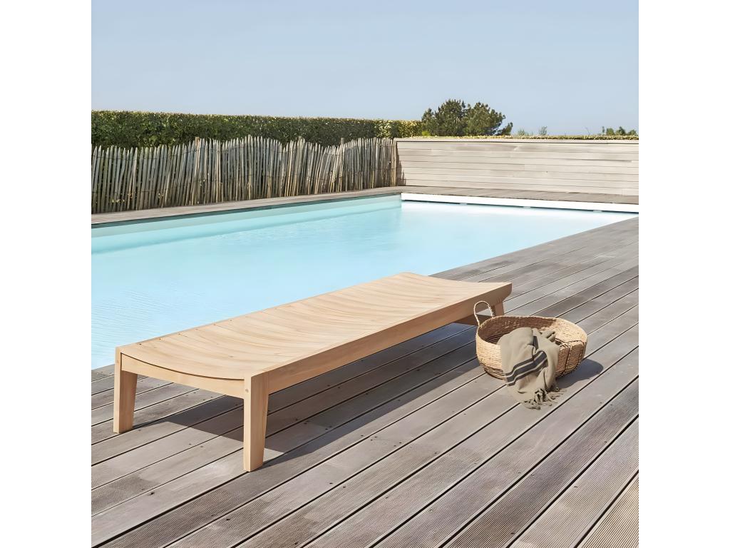Solid teak sun lounger