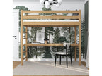 Oak loft bed - with desk N01 Natural Oak 100x190