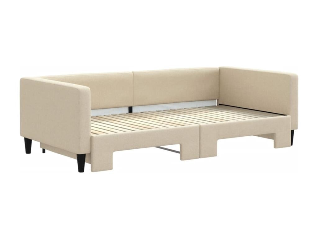Daybed with pull-out bed, cream color, 100x200 cm, fabric