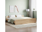 Homzora oak bed frame with headboard and footboard, 180x200 cm