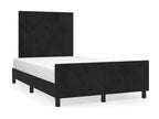 Black velvet bed frame with headboard, 120x200 cm