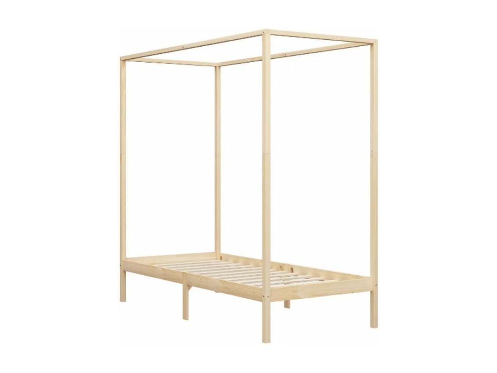 Homzora 100x200 Light Solid Pine Four-Poster Bed