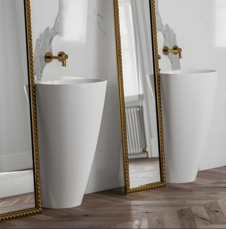 Freestanding washbasin 55x43 cm glossy white with drain included