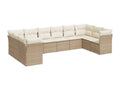 Garden furniture set with cushions, 10 pieces, beige woven resin