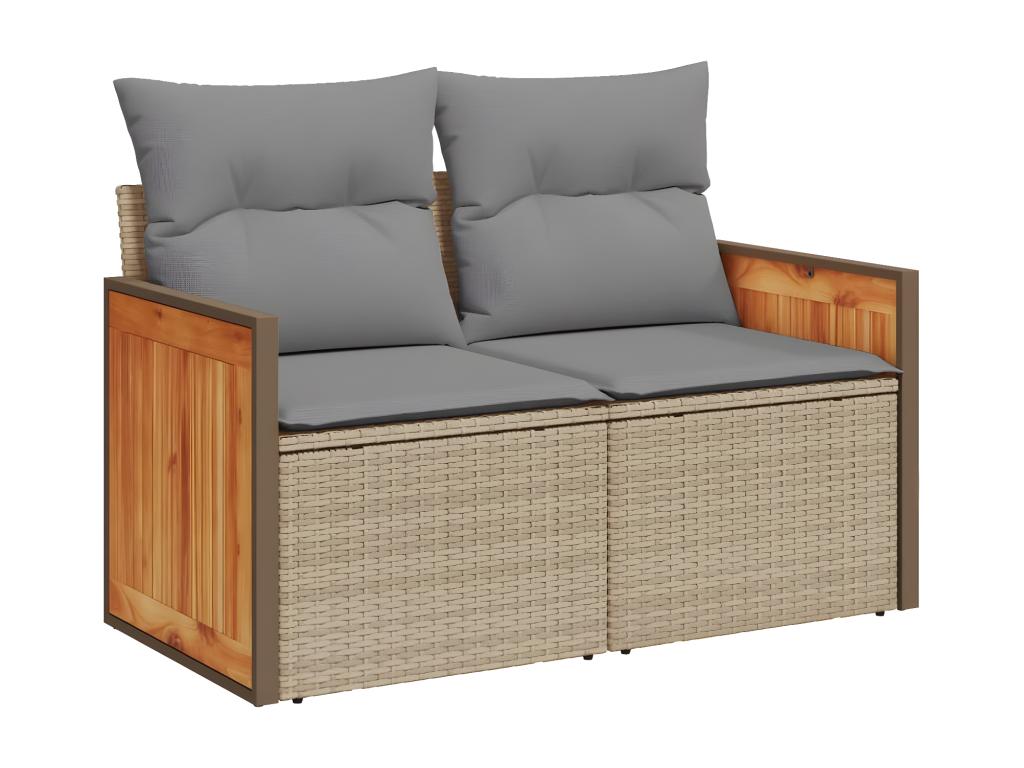 Garden furniture set with cushions, 12 pieces, beige woven resin