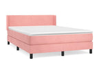 Upholstered bed base with mattress, pink, 140x190 cm, velvet