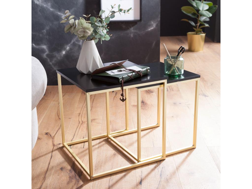 Nesting tables, set of 2, wood/metal, coffee table, side table, designer