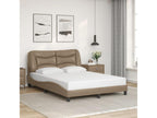 Bed frame with LED lighting, mattress not included, cappuccino color, 140x190 cm