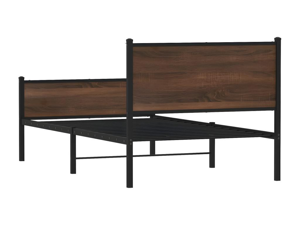 Metal bed frame with headboard and footboard, 107x203 cm