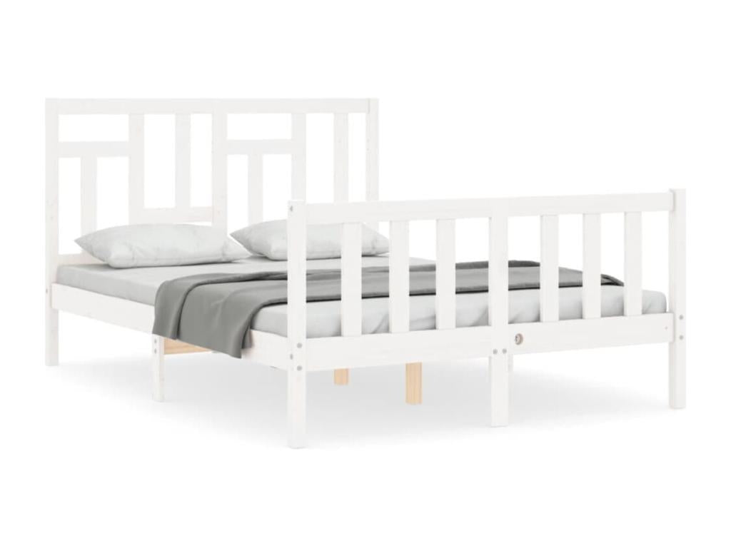 Bed frame without mattress, white, 140x200 cm, solid pine wood