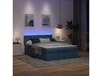 Ottoman bed frame with blue mattress 140x200 cm fabric